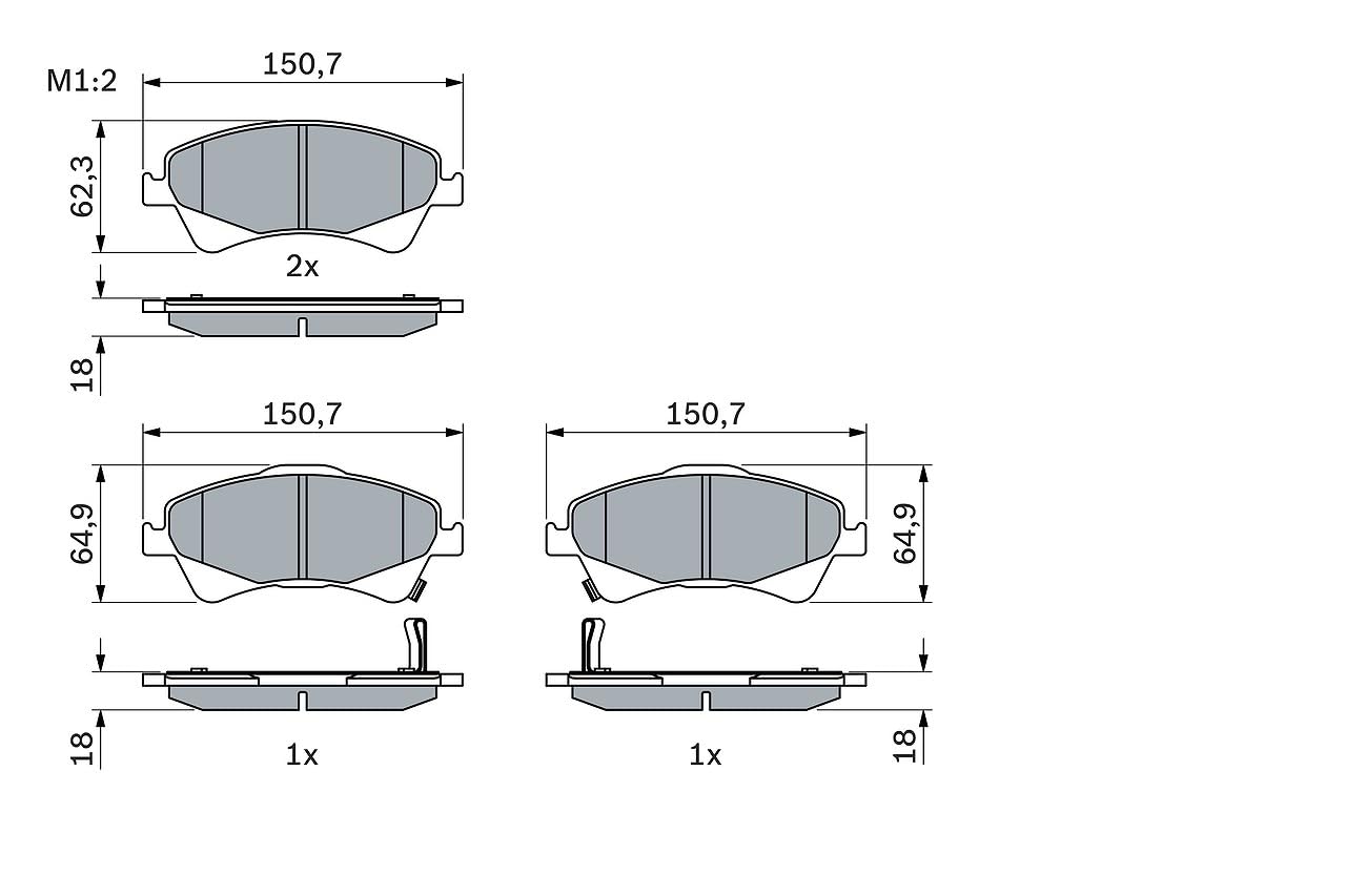 Bosch BP1134 - Plaquettes de Frein Avant pour Voiture - Jeu de 4