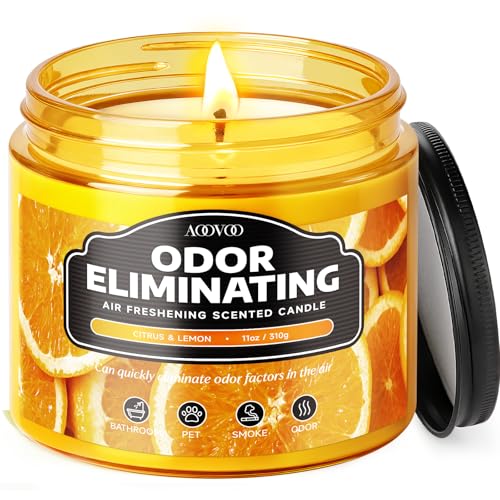 AOOVOO Citrus Lemon Odor Eliminating Soy Candle 11 oz