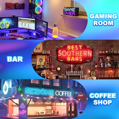 Image of Foldable LED Sign for Car - 15 inchx4 inch Bluetooth Connect App Control, Custom Text Pattern Animation Programmable LED Sign for Car Bar Interior Decoration