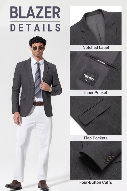 COOFANDY Men's Casual Blazer Sport Coats and Blazers Lightweight Two Botton Business Linen Blazer Suit Jacket - Image 6