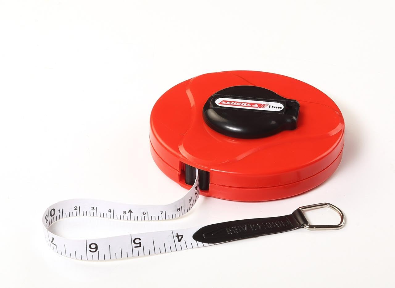 Golden 15 Meter/50 Feet Fiberglass Measuring Tape with Folding Hand Crank | Dual-Sided Metric & Imperial Markings | Closed Case Long Tape Measure for Construction, Surveying, and Landscaping (Red)-image-36