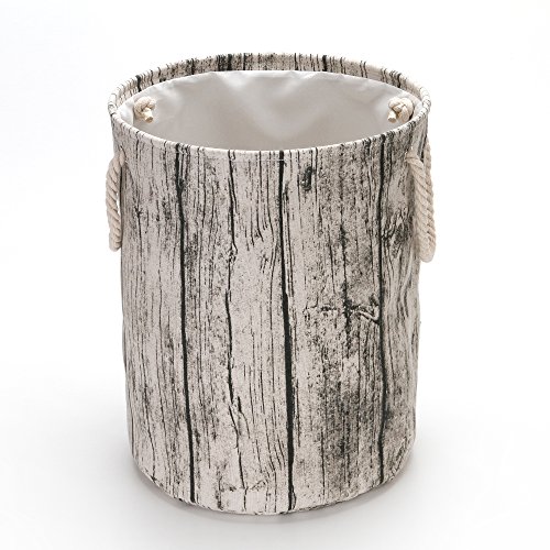 Vuhom Large Laundry Hamper (Available 17.7" And 13.8"), Drawstring Waterproof Round Cotton Linen Collapsible Storage Basket With Cotton Rope Handles (Wood Grain) #TOP1