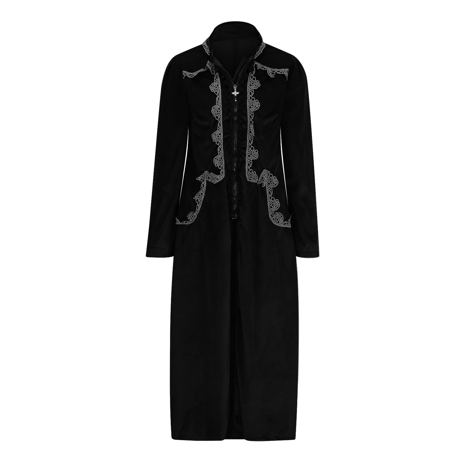 Mittelalter Kleidung Renaissance Kleid Retro Gothic Cosplay Outfit Maxi | Corsagenkleid, Stehkragen Kleid, Piratenkostüm, Königinnenkleid, Reißverschluss, Viktorianisches,Karneval Halloween Kostüm