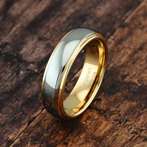 100S JEWELRY Engraved Personalized 6mm Tungsten Rings For Men Women Wedding Band Two Tones Gold Silver Engagement Size 5-132