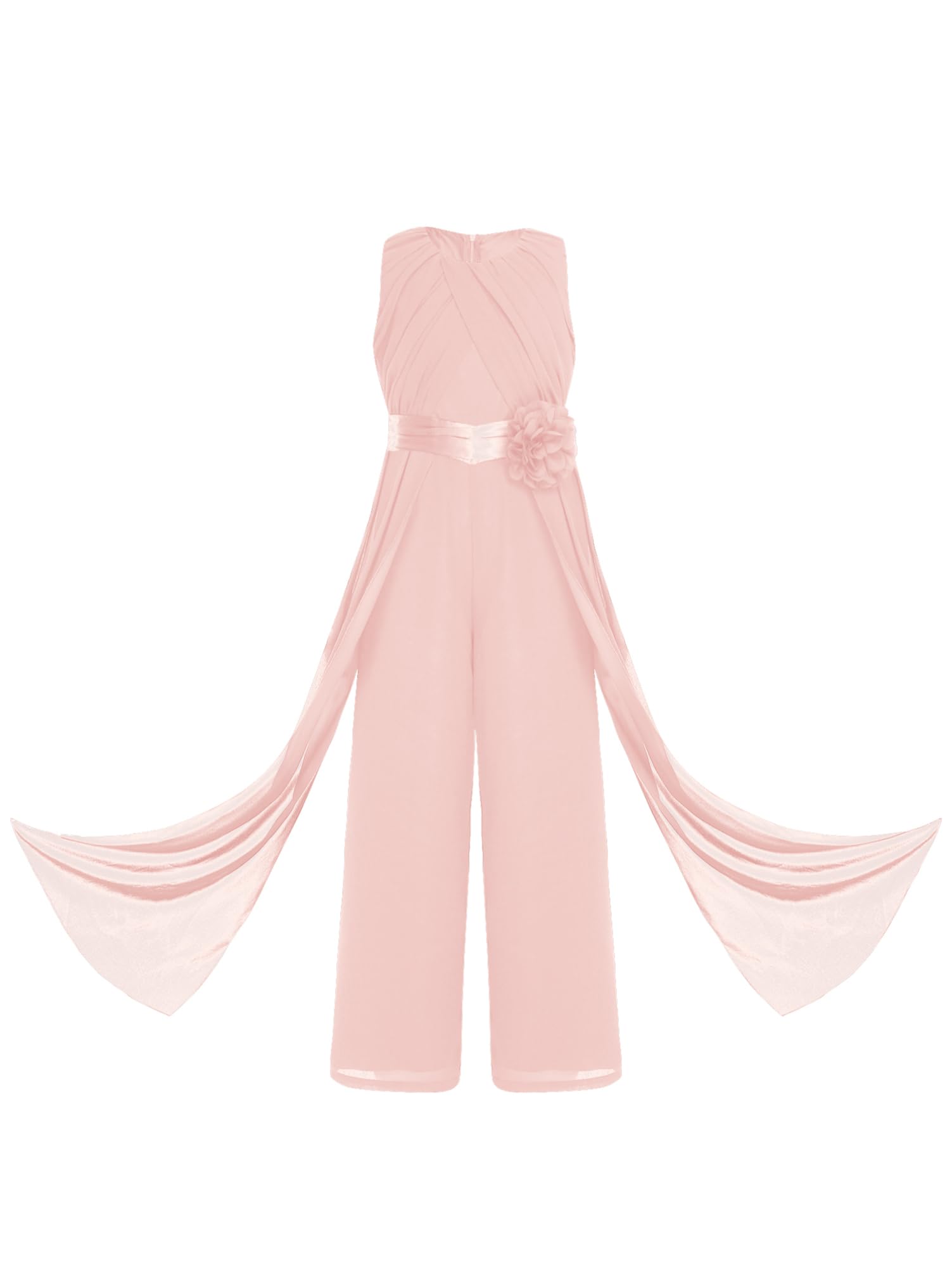 Alvivi Mono de Peto de Gasa para Niñas con Flor 3D en Cintura Traje de Fiesta