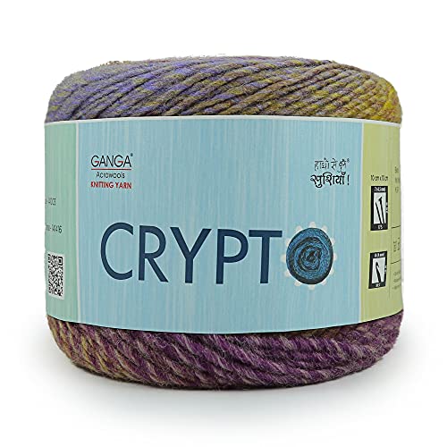 Image of Ganga Acrowools Crypto -100% Acrylic Yarn, Hand Knitting and Crochet Yarn, Pack of 2 Balls - 100Gm Each. Shade No - Ptt2526, Multicolour