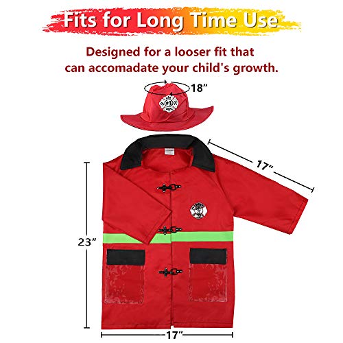 iPlay, iLearn Kids Fire Chief Costume, Halloween Fireman Dress Up Set, Fire Fighter Outfit, Pretend Role Play Firefighter Gifts for 3, 4, 5, 6 Year Old Toddler