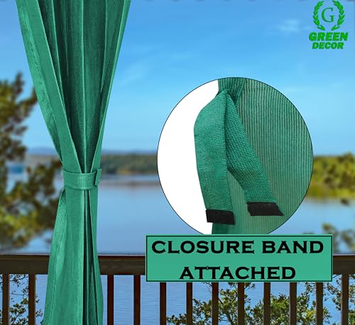 Image of HDPE Fabric 85-90% Sun Blockage & UV Protection Detachable Tab Top Balcony & Outdoor Curtains Temperature Reducing for Window&Door Curtains(GreenBlack Color 4.5X9 Feet) Pack of 2 Piece