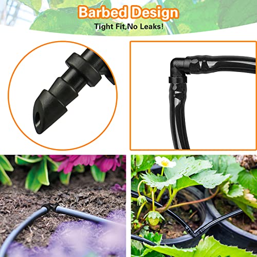 300-Pcs-Barbed-Connectors-Irrigation-Fittings-Kit-Drip-Irrigation-Fittings-14-Tubing-Connectors-for-Drip-or-Sprinkler-Systems-Couplings-Single-Barbs-End-Plugs-Elbows-Tees-4-Way-Coupler