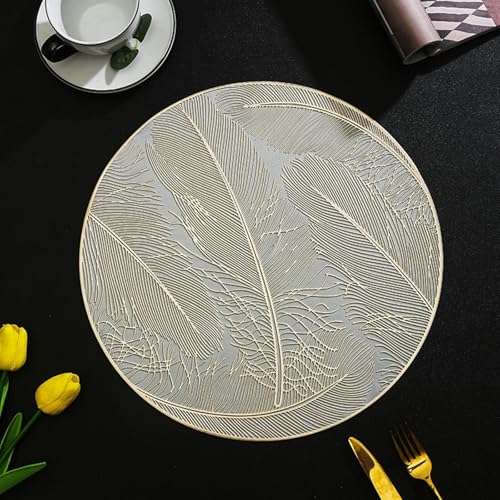 Sets de table de cuisine plumes dorées 38cm pour table de salle à manger