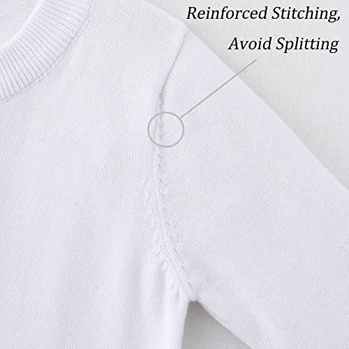 Umelok Girls' Cardigans Sweaters Cotton Long Sleeve School Uniform Pearl White, 7-8Y #TOP2