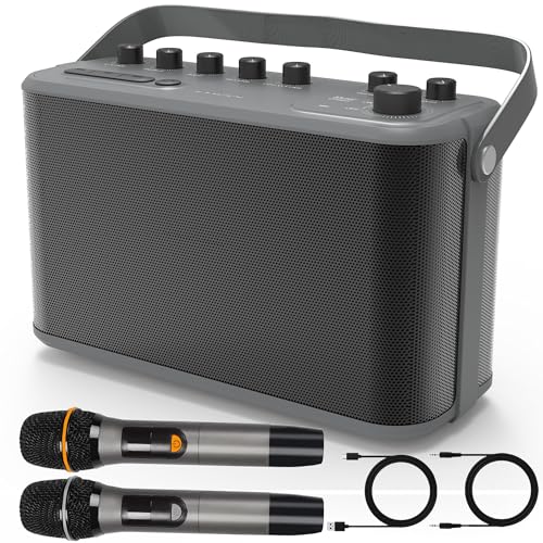 Portable Karaoke Machine with 2 Wireless Microphones, 150W Speaker for Party Playtime