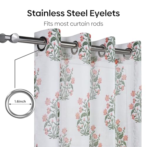 Image of haus & kinder Sheer Door Curtain 7 Feet Long Pack of 1 Door Curtain, 7 Feet Curtain for Door, Light-Filtering & Breathable (Floral Spring, Multicolor 114x213cm)