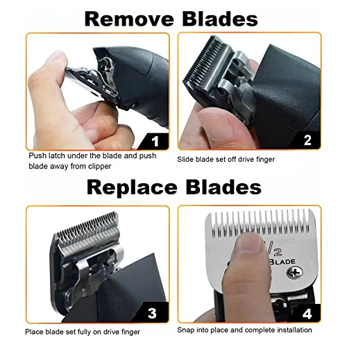 Professional Detachable Replacement Ceramic Blades Set,Compatible With Andis Agc,Bdc,Bgc,Mbg Series,Oster Classic 76/Star-Teq/Power-Teq Clippers,Size 1-1/2+Size 2#,2 Pcs #TOP3