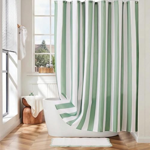 Rideau de douche à rayures de taille extra large pour éviter l'eau au sol - 4