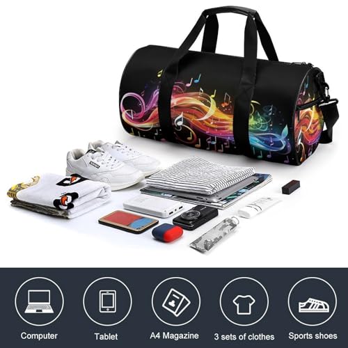Duffel Bag Rainbow Musical Note Melody Printed Foldable Gym Bag for Men Women Duffle Bag Lightweight with Inner Pocket for Travel Sports4