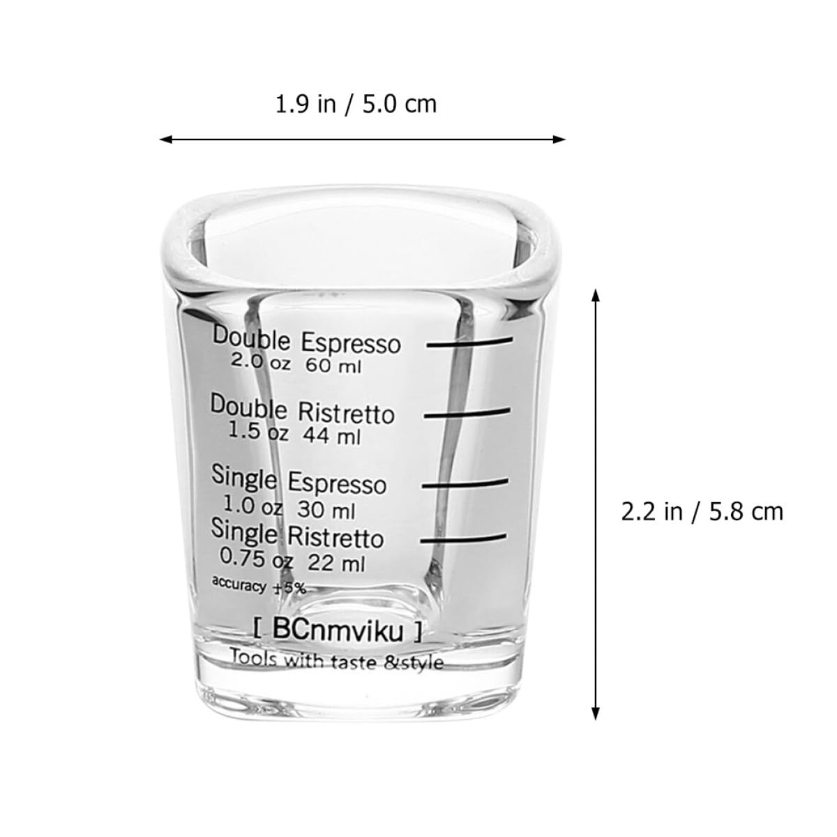 UKCOCO 6 Stück Espressotassen aus Borosilikatglas 60 Ml mit Skala Messbecher für Kaffee Tee Milch Kreatives Messwerkzeug für Zuhause und Schule