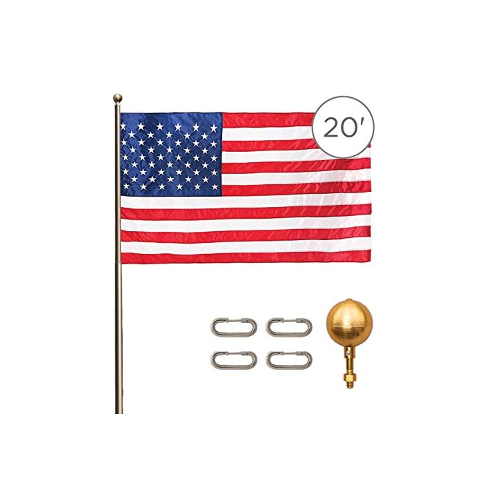 Buy Titan Telescoping Flag Poles, 20ft Light Bronze Heavy Duty Flag