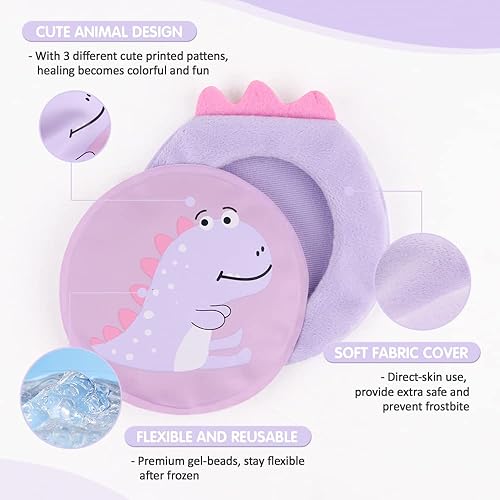 Miniatura 3 de Hilph Paquetes de hielo para niños Boo Boos, Reuable paquetes de agua fría para niños con correas de mano y mangas suaves para aliviar el dolor,