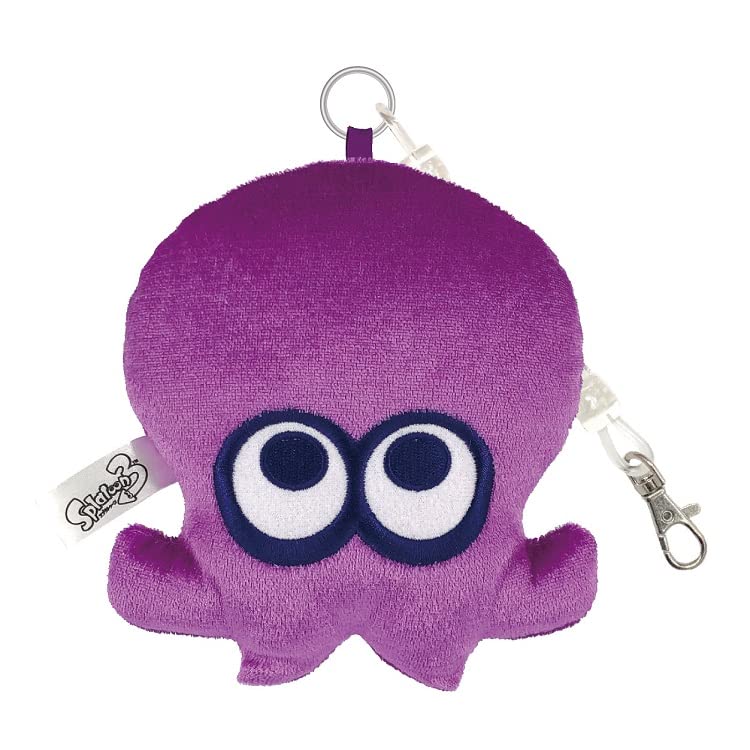 Splatoon 3 Octopus Die Cut Pass Case Purple Polyester Coil Cord Japan