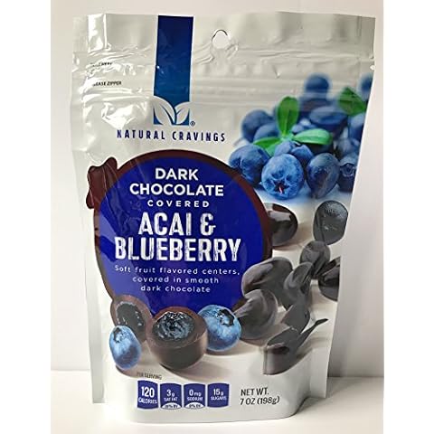 Chocolate Covered Blueberries and Acai Berries - 7oz Package of Delicious Dark Chocolate Covered Blueberry and Acai Cover