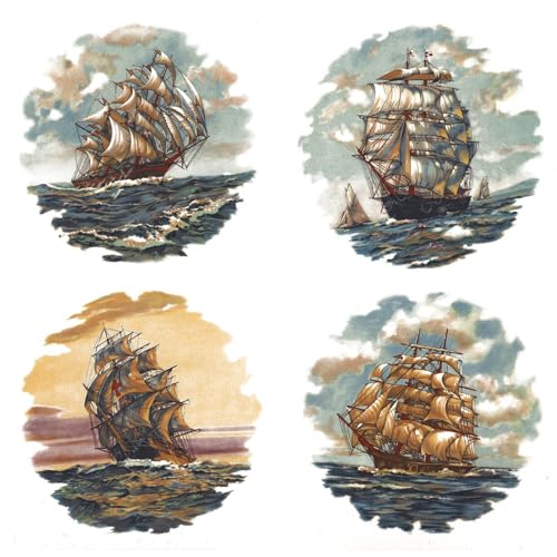 Sailing Ships Overglaze Waterslide Ceramic Decals 2.75 Inch (4 Decals)
