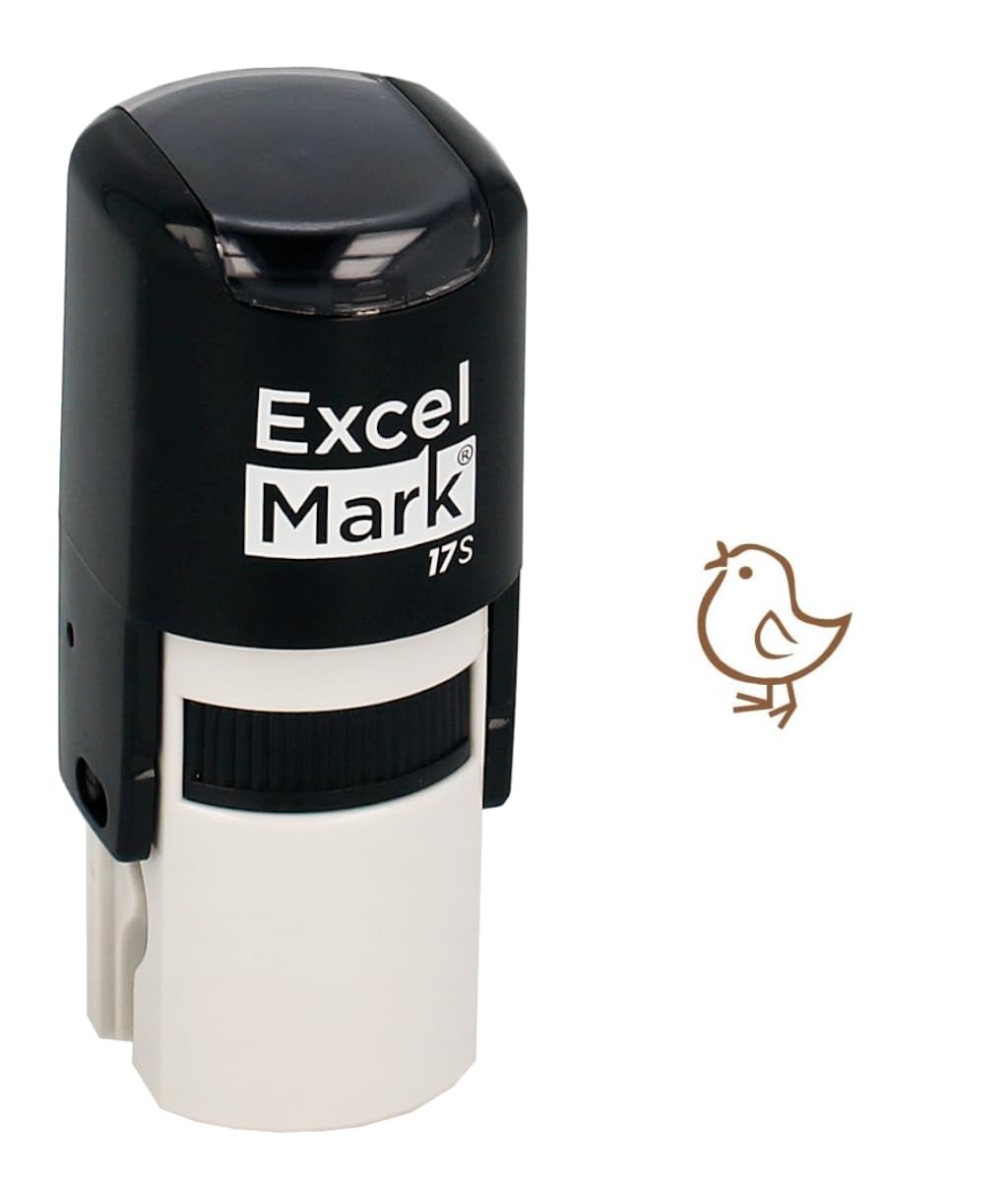 ExcelMark Easter Rubber Stamp - Chick Stamp - Brown Ink