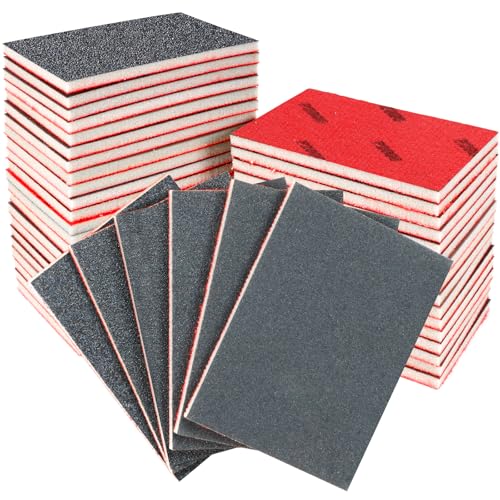 36 Pcs Sanding Sponge - 80/120/180/240/320/400 Grit Sanding Pads Flexible Sandpaper Block Coarse and Fine Foam Sand Pads Washable and Reusable Wet and Dry Sandpaper for Metal Wood Wall Polishing
