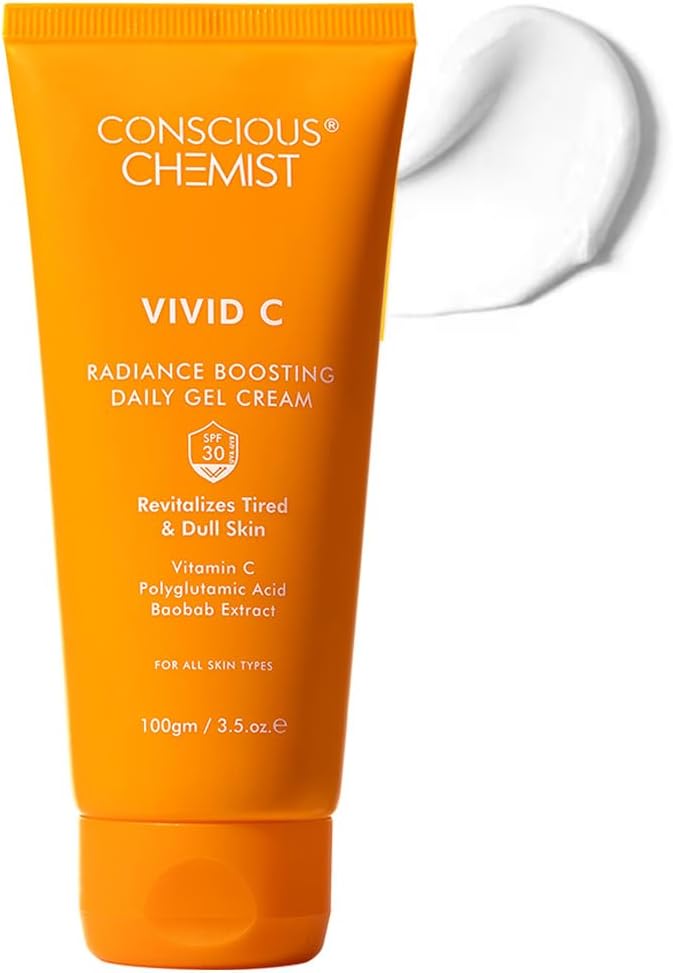 Conscious Chemist® Vitamin C Cream with SPF30 PA+++ | 100g | Vitamin C Brightening Moisturizer, Face Cream for Men & Women, Daily Gel with Polyglutamic Acid for Healthy & Bright Skin, All Skin Types -