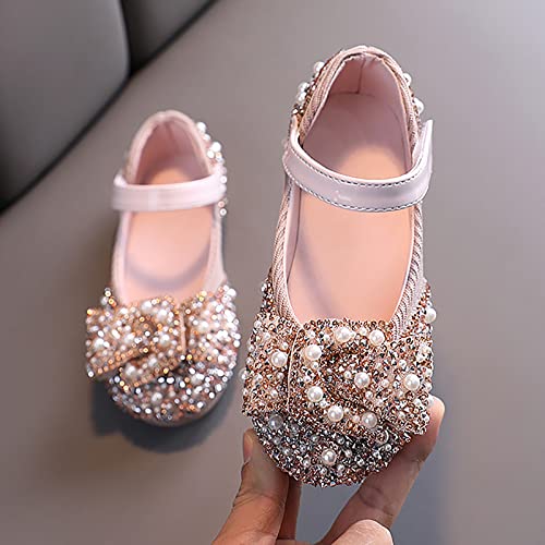 Girls Sandals Crystal Baby Infant Bling Kids Shoes Princess Shoes Pearl Shoes Dancing Single Shoes Boys Outdoor Shoes (Pink, 26)2