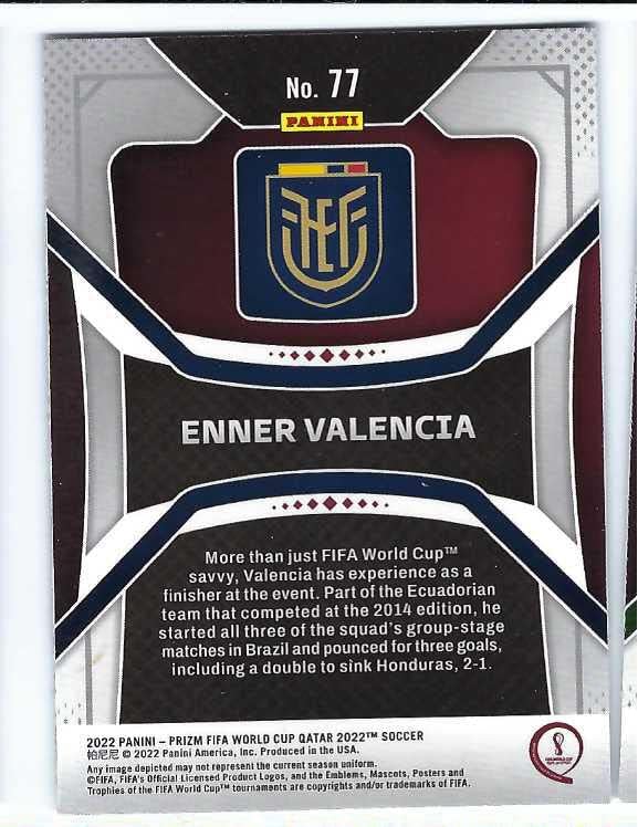 Miniatura 2 de ENNER VALENCIA 2022 Panini Prizm FIFA World Cup Qatar 2022 Soccer #77 Card Ecuador