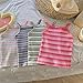 Girls Ribbed Tank Tops Camisole Sleeveless Shirt Tank Tops Kids Girls Spaghetti Strap Striped (Yellow, 12-18 Months)