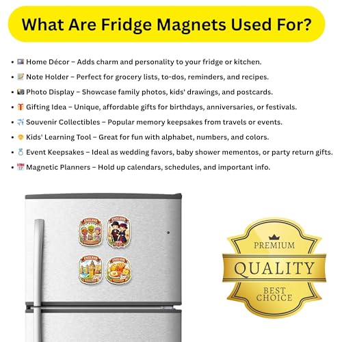 Image of Regalo Casila England Souvenir Fridge Magnet Set of 4 Pcs London Famous Places British Food Notting Hill Carnival UK Travel Souvenir Refrigerator Magnet Kitchen Decor Tourist Gift