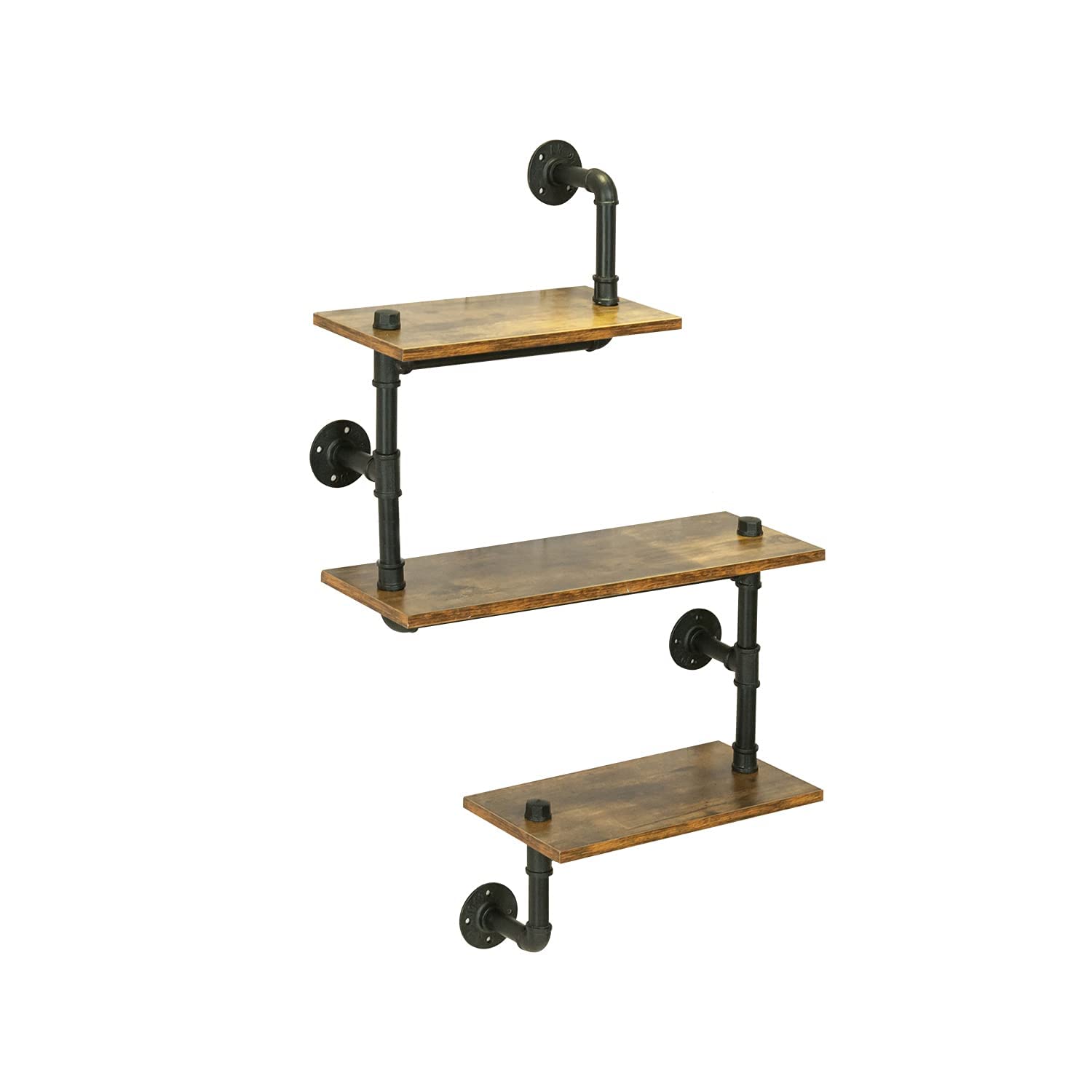 BOTAOYIYI Pipe Shelf, Industrial Pipe Shelving, 3 Tier Wall Book Shelf Shelves Wall Mounted Metal Floating Farmhouse Wall Rustic Decor Bookcase for Bathroom Bedroom Living Room Kitchen…