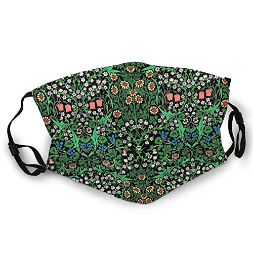 Dust Masks Full Face Mask William Morris Jacobean Floral, Black Background Socks Dust-Proof