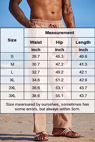 COOFANDY Calça masculina hippie harém folgada de linho, boho, ioga, casual, caia, virilha, Preto, GG