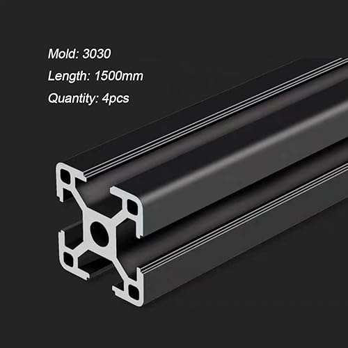 Miniatura 4 de 3030 T Ranura de aluminio extrusión para piezas de impresora 3D y CNC DIY Negro 1500mmX4