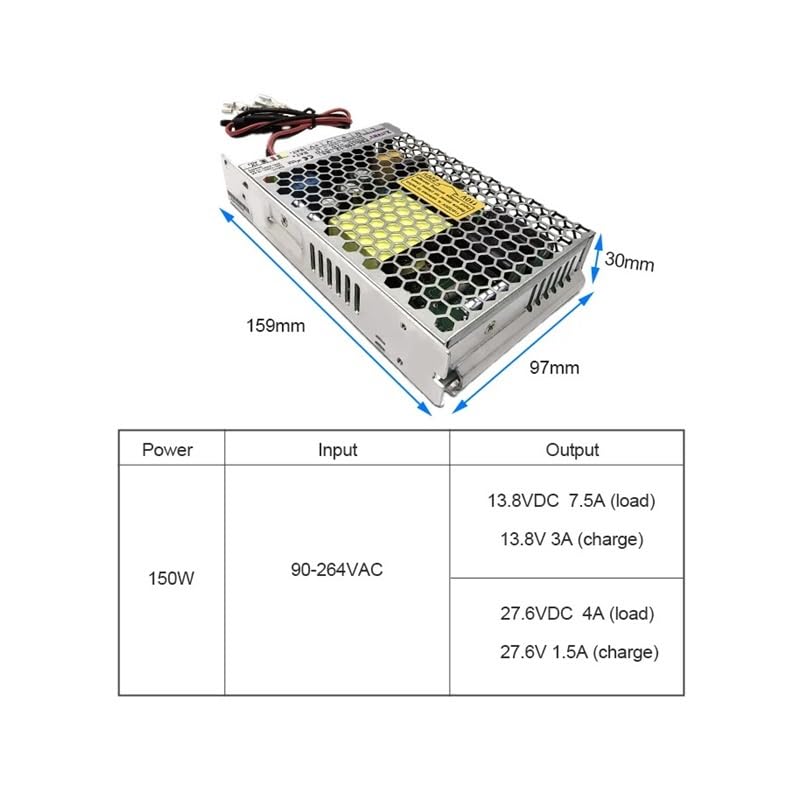 Zasilacz awaryjny (UPS) 150 W z terminalem ładowania baterii i bezpiecznikiem PSC-150-12 PSC-150-24(12v-150w)