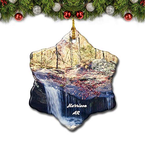Umsufa Harrison Buffalo River Arkansas USA Weihnachtsbaumschmuck Reisegeschenk Souvenir 7,6 cm Porzellan doppelseitig