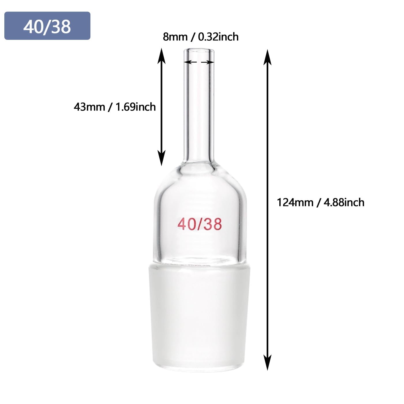 Laboratory Stir Bar Sleeve Borosilicate Glass Inlet Thermometer Adapter Lab Supplies (40/38)