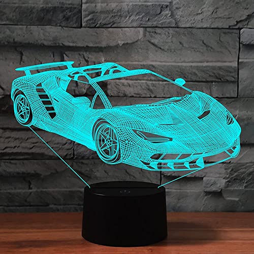 PONLCY Auto Nachtlicht 3D Illusion Lampe für Kinder, Schlafzimmer Schreibtischlampe, 7 Farben USB Touch Switch Tischlampe für Weihnachten Geburtstag Geschenke Cover