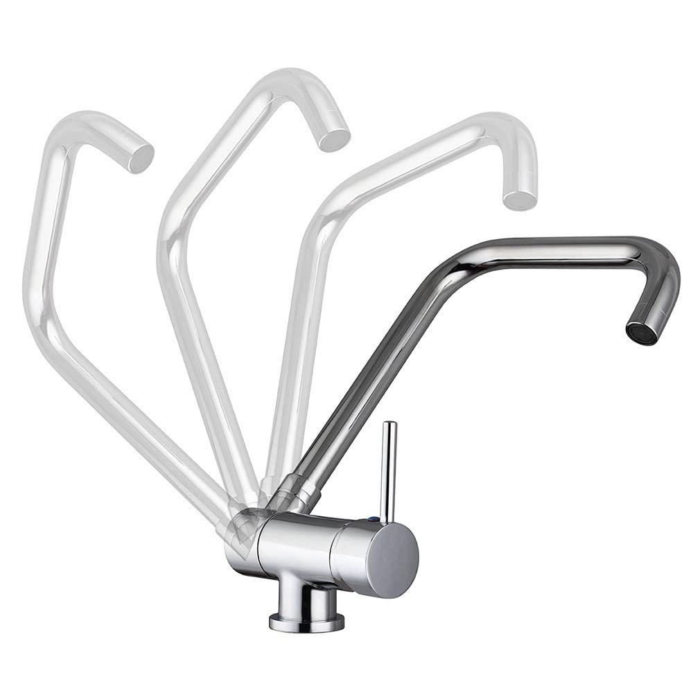Kibath L483561 Grifo Monomando de Cocina ABATIBLE 180º de caño Alto y orientable, para fregaderos con Poco Espacio o Ventanas Cerca. Fabricado en latón Acabados en Cromo Brillo. Repuestos garantizados