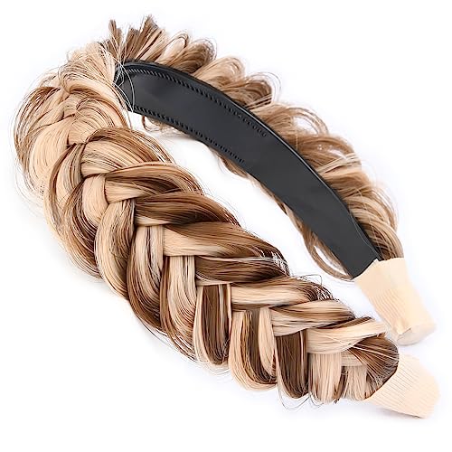 BOBIYA Wide Braided Headband with Teeth Braid Headbands With Teeth for Women Braided Hair Headbands with Tooth (Highlighted)
