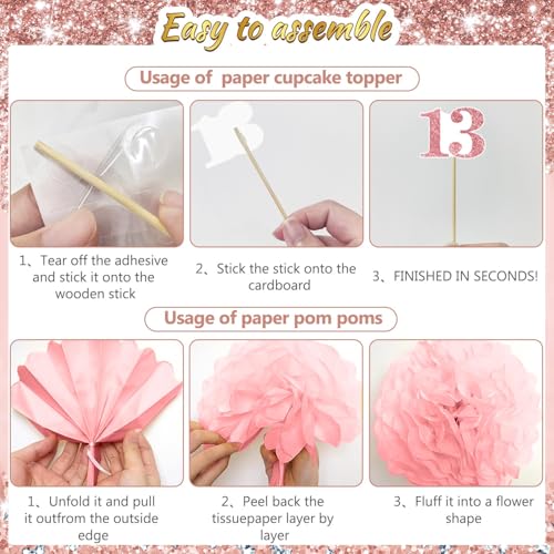 Image of 13th Birthday Decorations for Girls, 13 Birthday Girl Decorations include Official Teenager Decorations Banner, Backdrop, Hanging Swirls, Balloons, Paper Pompoms, Crown And Sash