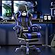 OneGame Gaming Stuhl mit Fußstütze, höhenverstellbar Computer Gamer Stuhl hohe Rückenlehne bequem, ergonomische Home Office Bürostuhl 200KG, Blau