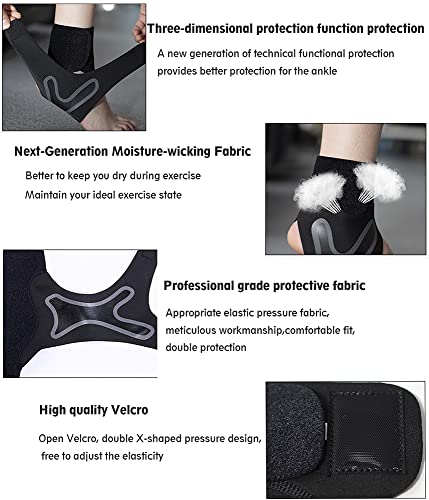 Rehaba Ankle Brace For Sprained Ankle - 1 Pair Of Adjustable Ankle Support Compression Straps - Professional Ankle Brace ，Upgraded Version Of Volleyball Ankle Support Men & Women (Small, Black) #TOP3