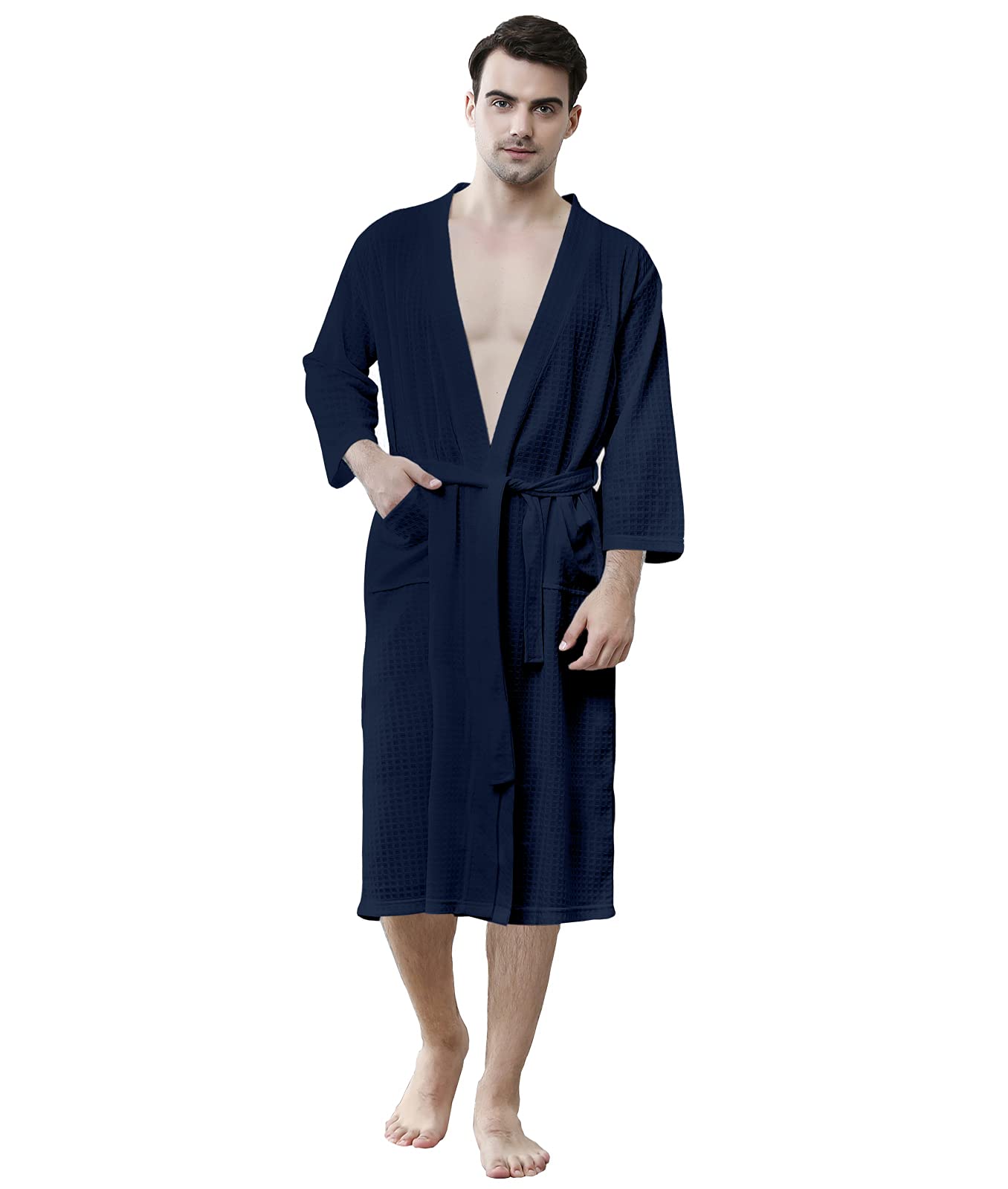 Waffle Robes for Men Long, Mens Soft Lightweight Summer Robes/Bathrobes