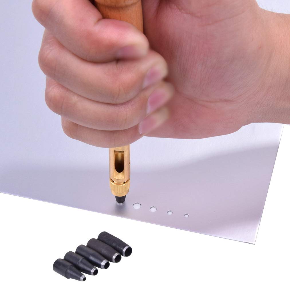 Perforatrice Automatica,Punzone Utensili in Pelle,6 Punte di Dimensioni,Strumento Pelle Punzoni Coltello per la Lavorazione del Cuoio o della Carta
