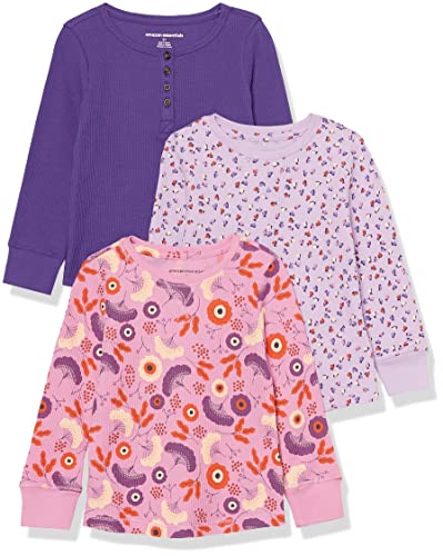 Image of Amazon Essentials Girls and Toddlers' Long-Sleeve Cotton Thermal T-Shirt, Pack of 3