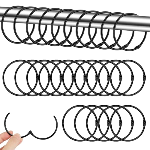 40 Stück Gardinenringe zum Öffnen, 50mm Vorhang Hängend Ringe, Vorhangringe Metall, Geeignet für Vorhänge und Vorhangstangen für Schlafzimmer und Badezimmer (Schwarz)